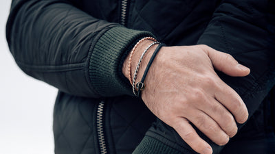 Jonc Torsadé et bracelets simples en cuir avec perles