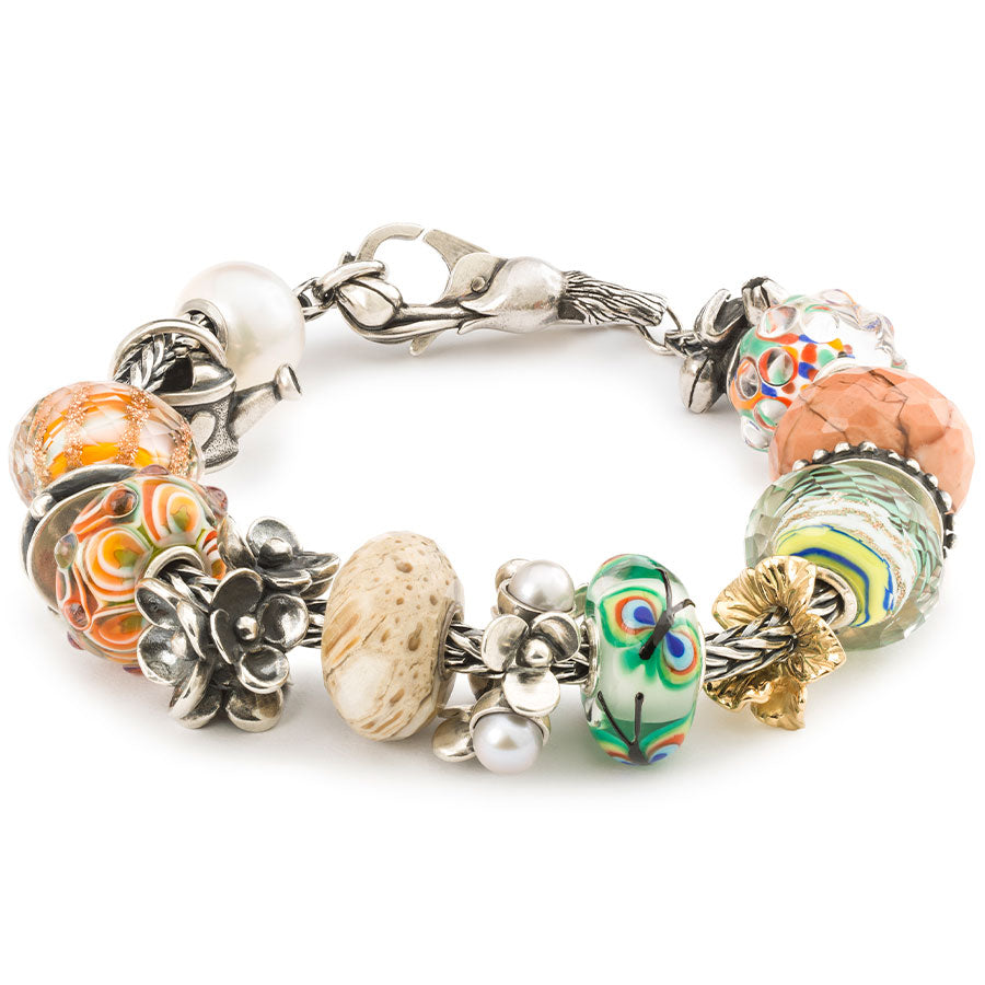 Bracelet Trollbeads Queue de Renard avec des perles connecteurs et un fermoir de la collection Liens Renforcés