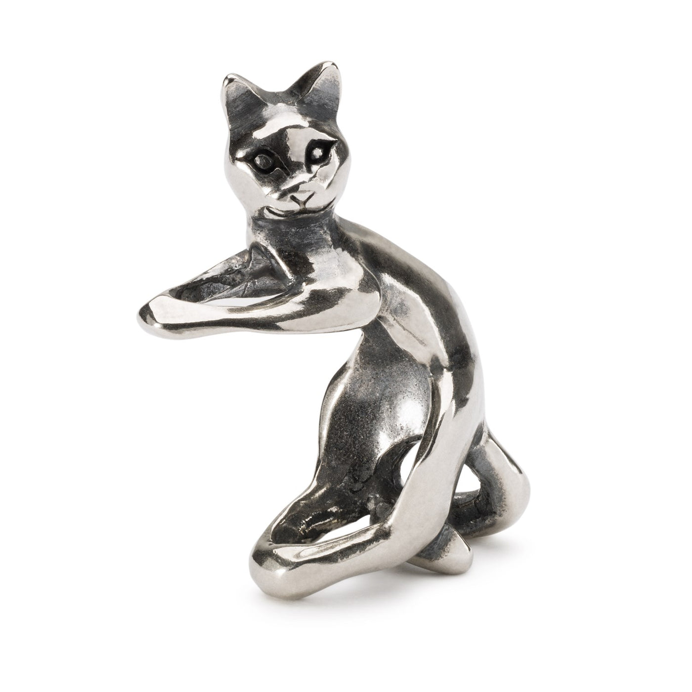 Perle de chat en argent en forme de chat pouvant contenir une perle plus petite.