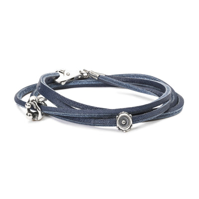 Bracelet en Cuir Bleu/Argent